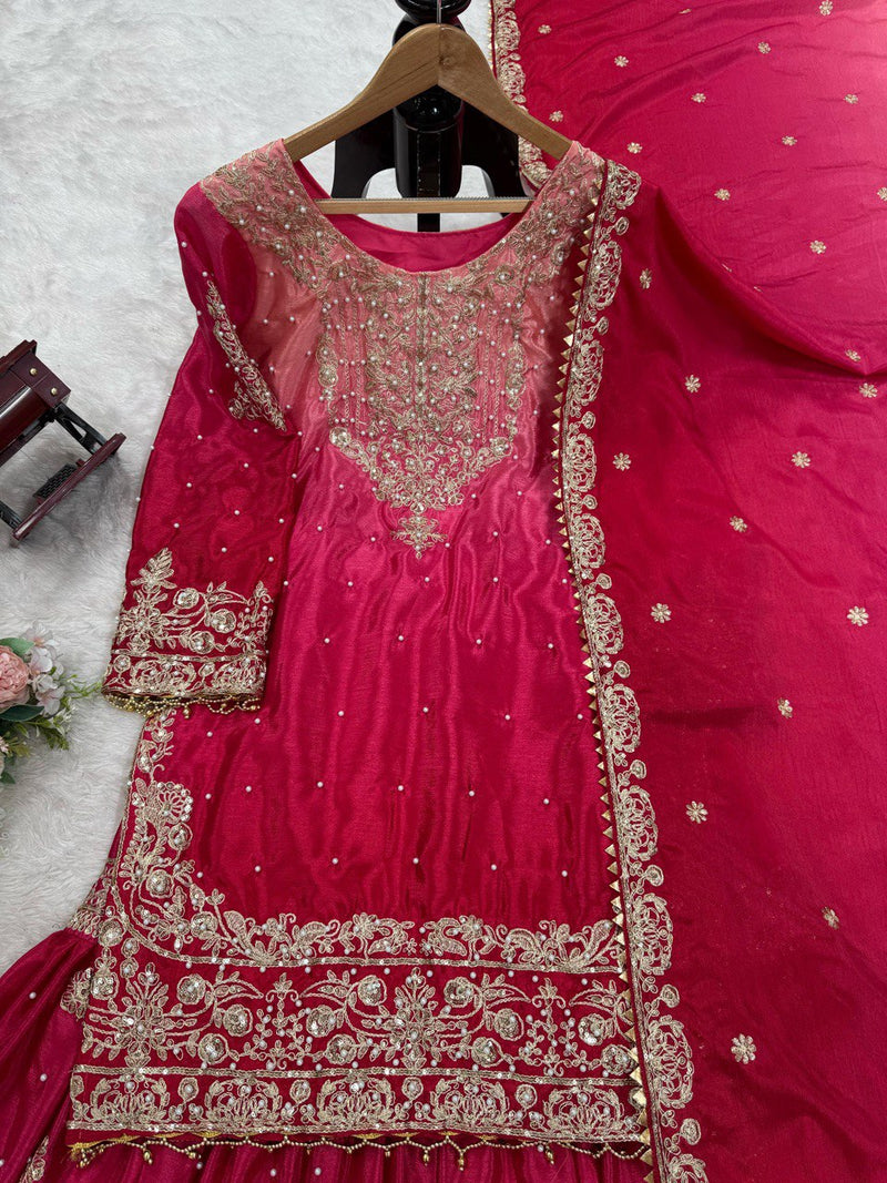 Pink Color Sequence Work Trendy Designer Sharara Suit