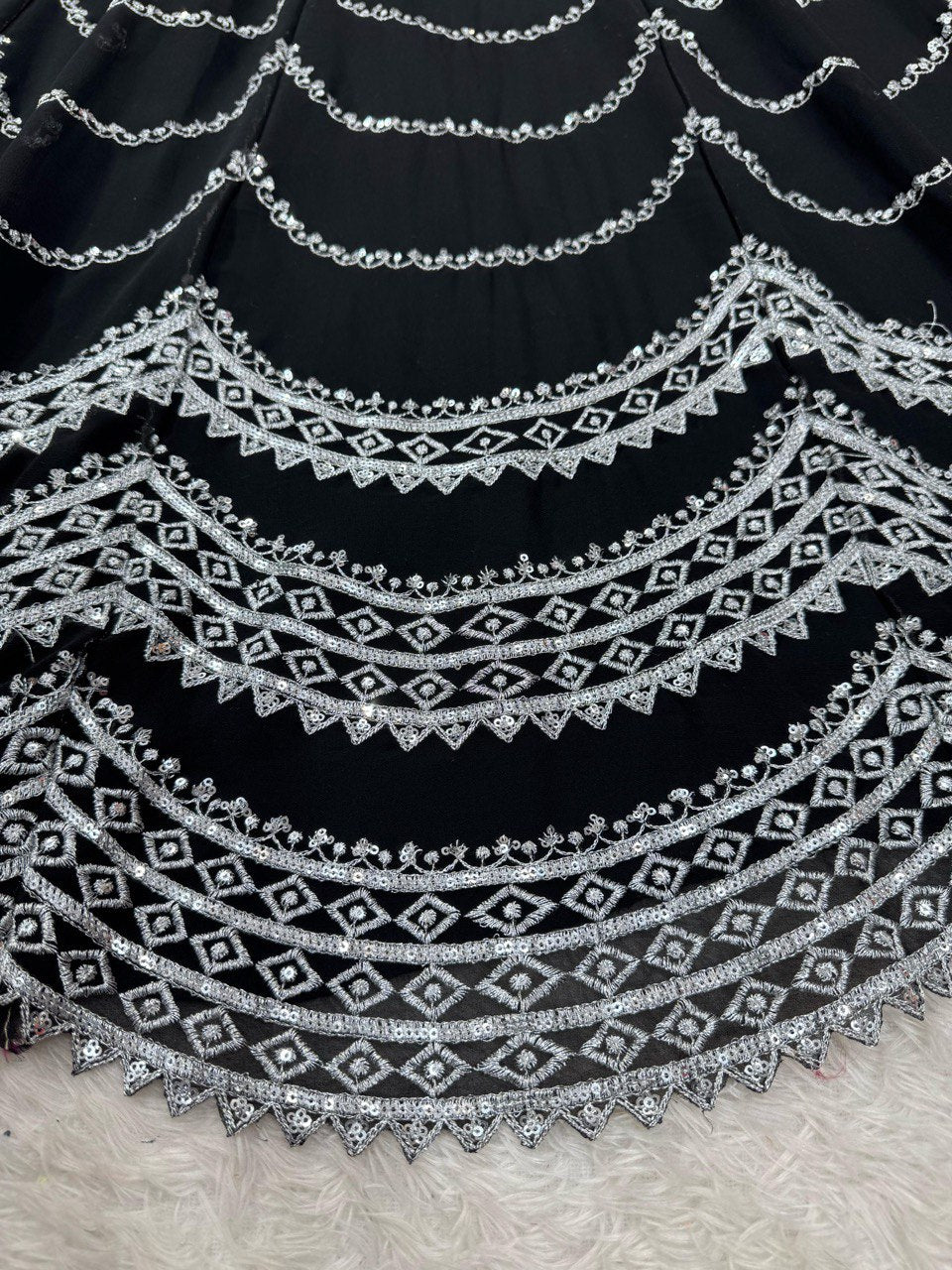 Black Color Wedding Wear Thread With Sequins Work Georgette  Lehenga Choli