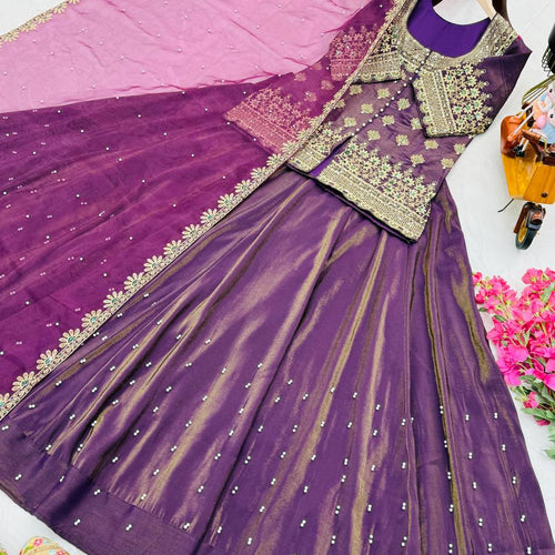 Glorious Wine Color Embroidery Designer Wedding Wear Lehenga Choli