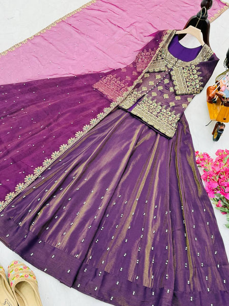 Glorious Wine Color Embroidery Designer Wedding Wear Lehenga Choli