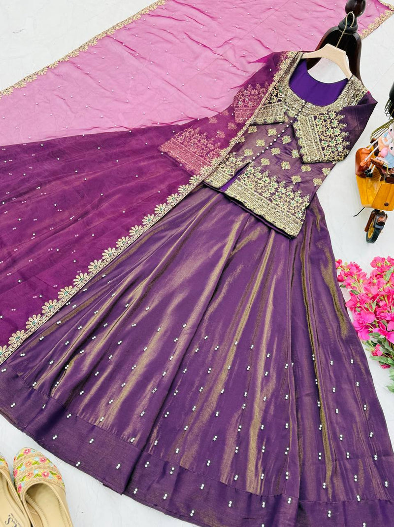 Glorious Wine Color Embroidery Designer Wedding Wear Lehenga Choli