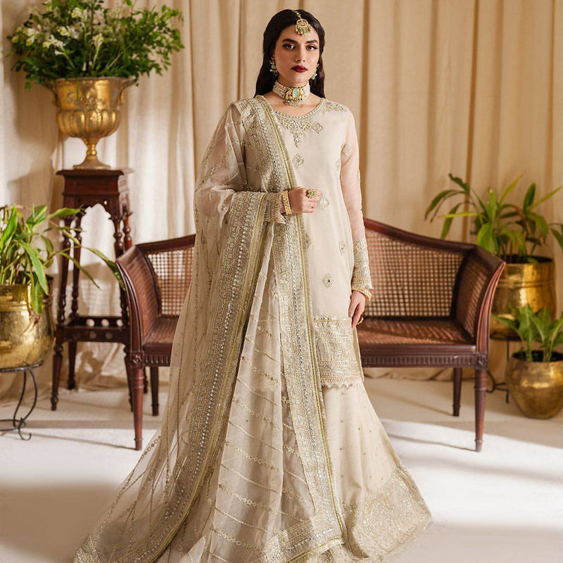 White Color Fox Georgette Real Mirror and Sequence Embroidery Work Sharara Suit