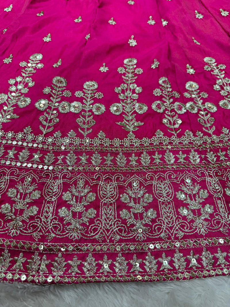 Pink Color Wedding Wear Thread With Sequins Work Lehenga Top