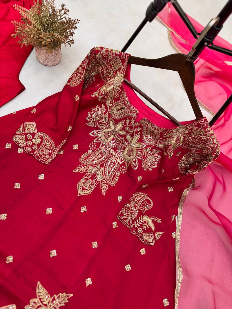 Pink Color Eid Special Heavy Embroidered Sequins Work Salwar Suit