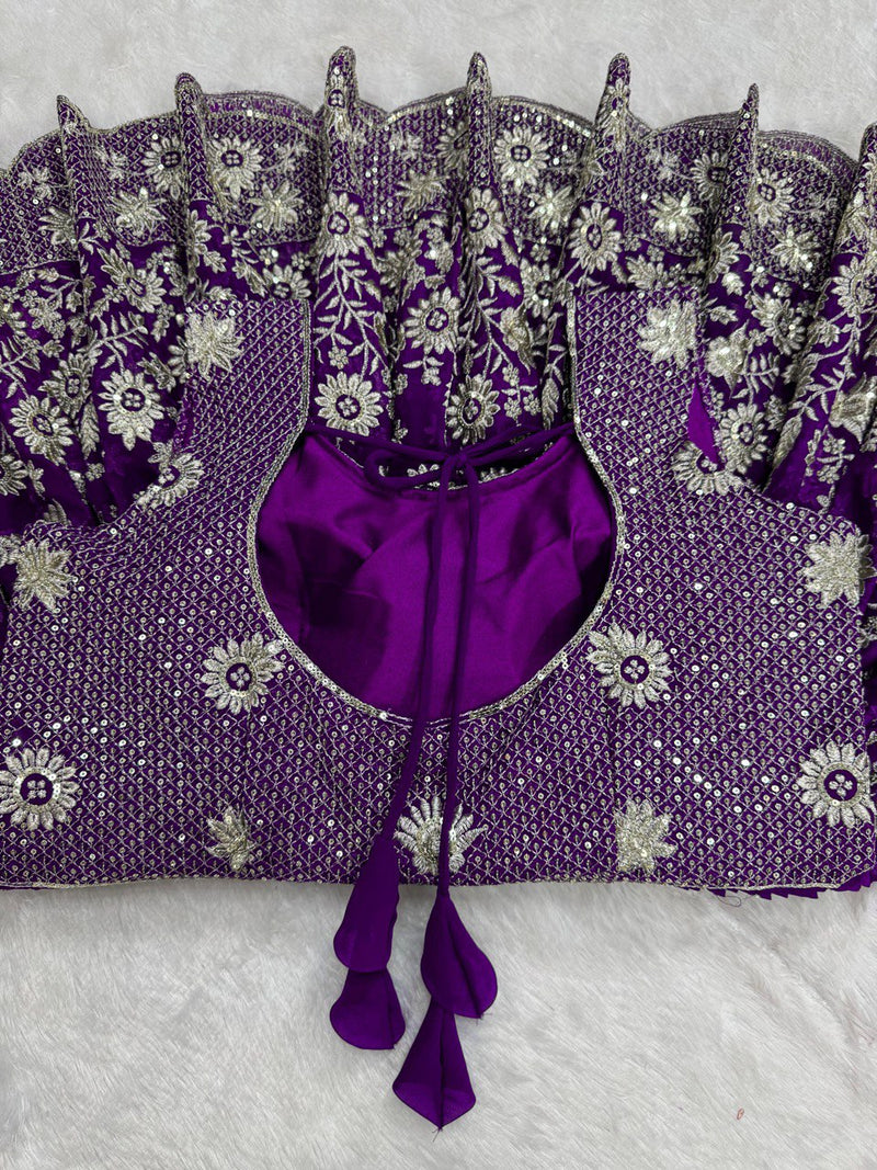 Purple Color Heavy Embroidered Sequence Work Sharara Suit