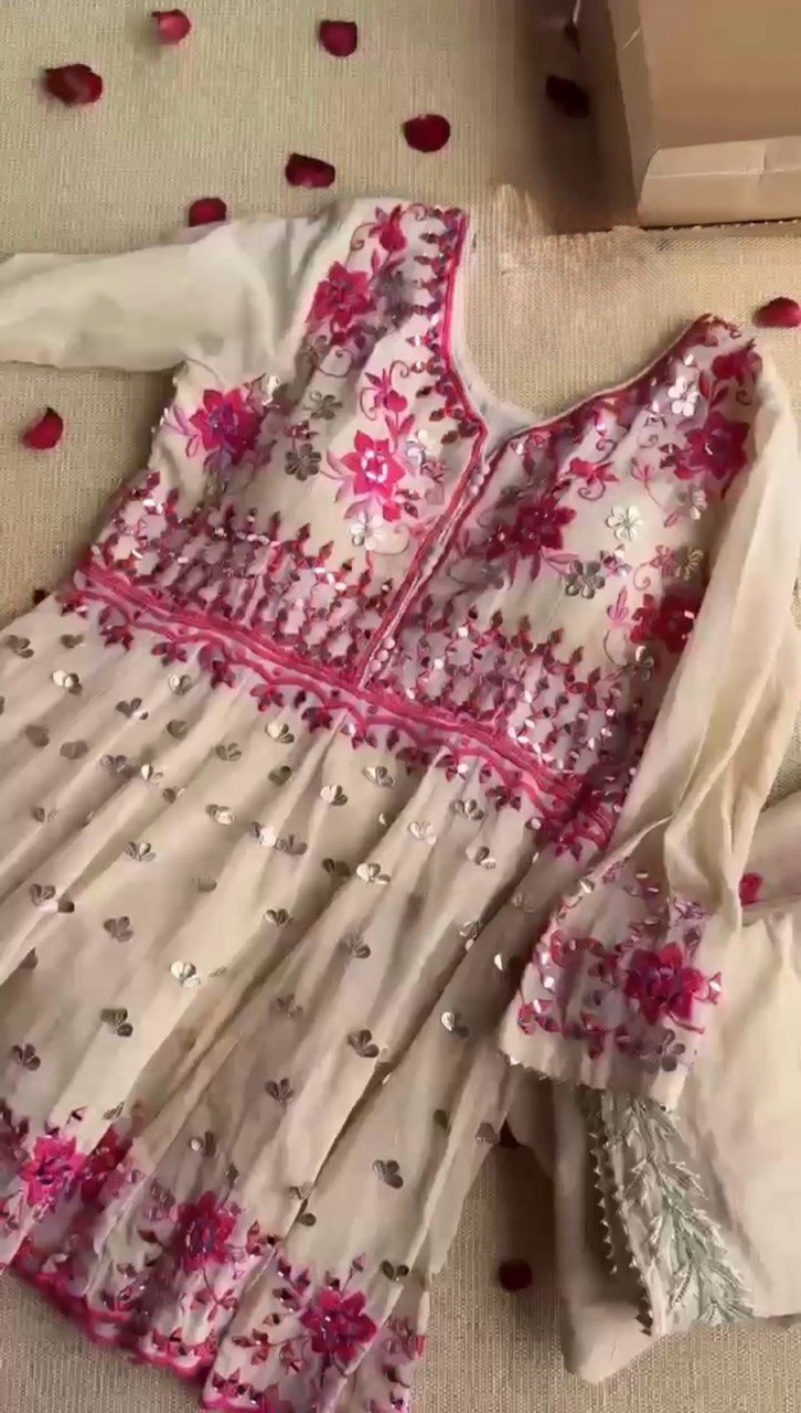 Off White Color Sequence Work Sharara Suit