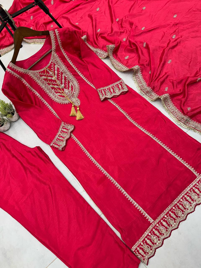 Pink Color Cording Sequence Embroidery Work Salwar Suit