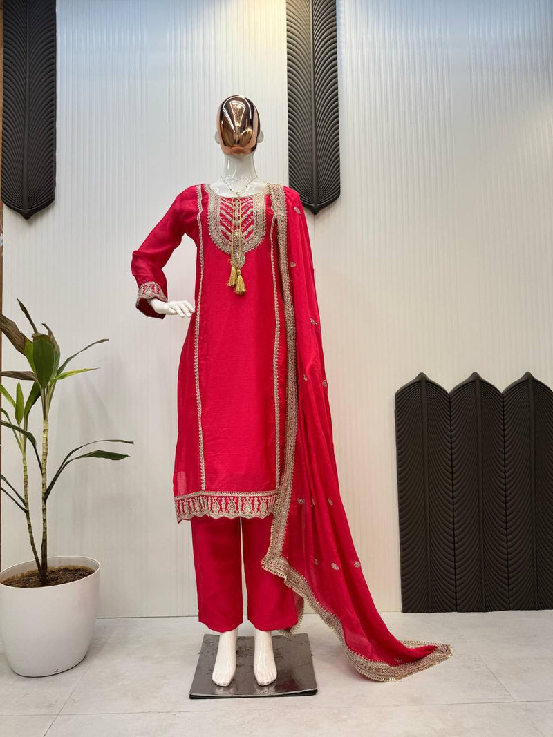 Pink Color Cording Sequence Embroidery Work Salwar Suit