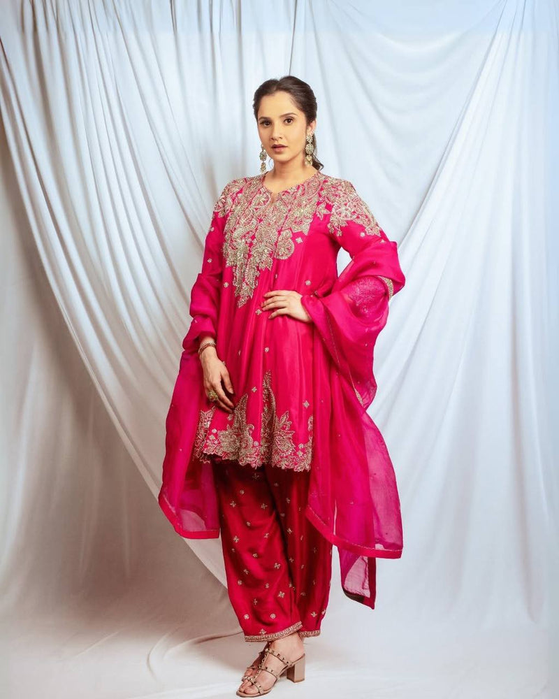 Pink Color Eid Special Heavy Embroidered Sequins Work Salwar Suit