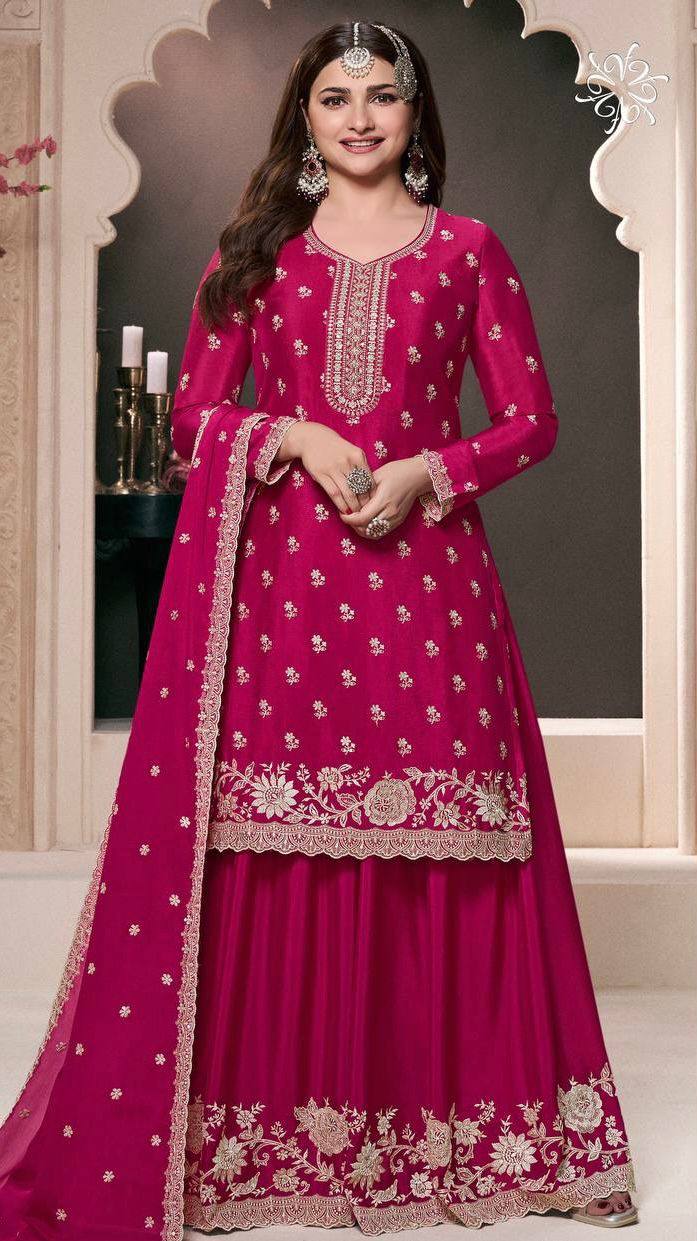 Pink Color Eid Special Heavy Embroidered Sequins Work Sharara Suit