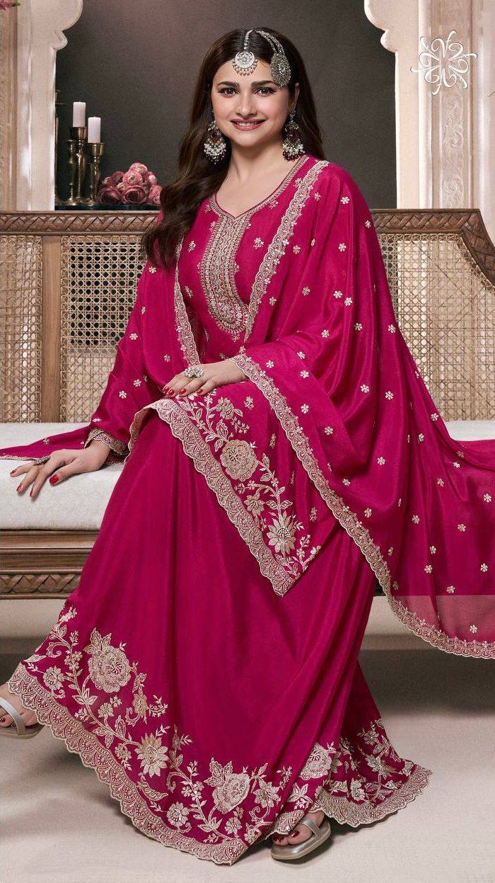 Pink Color Eid Special Heavy Embroidered Sequins Work Sharara Suit