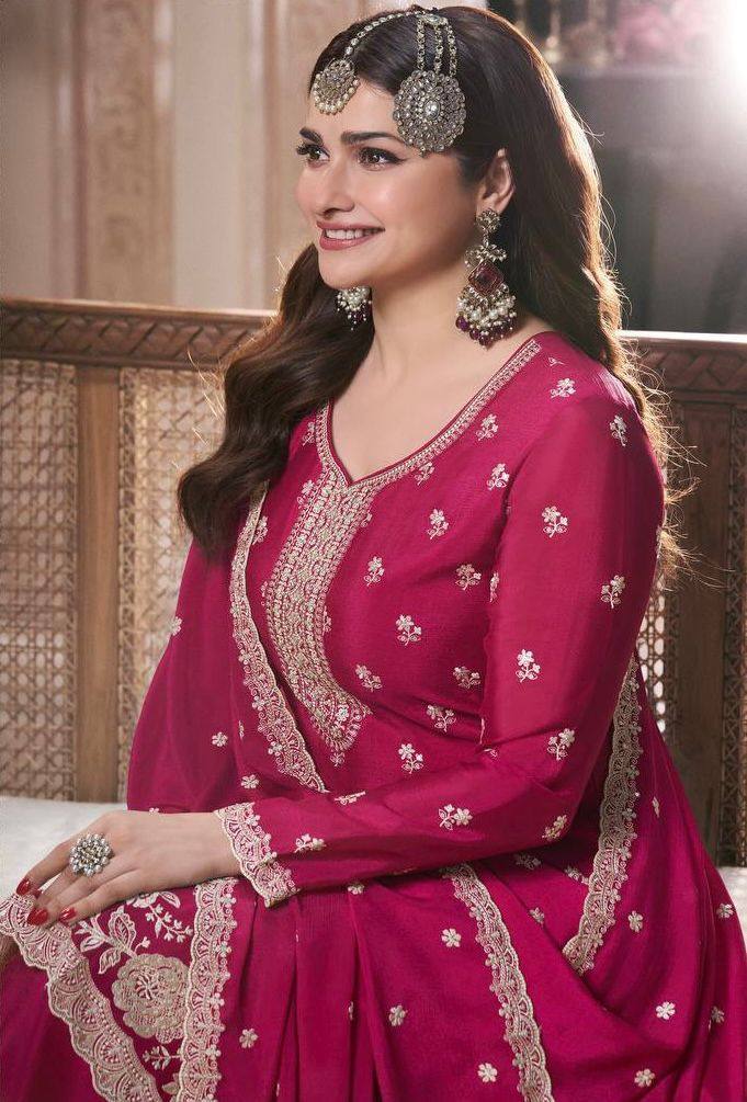 Pink Color Eid Special Heavy Embroidered Sequins Work Sharara Suit