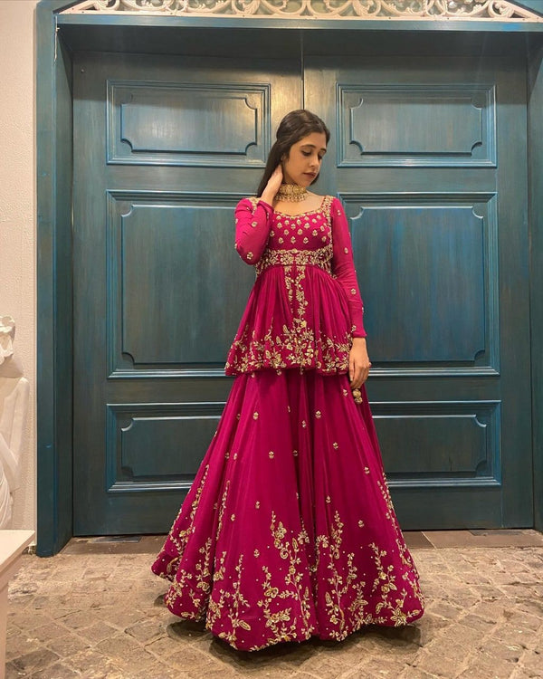 Pink Color Trending Designer Embroidered Lehenga With Top