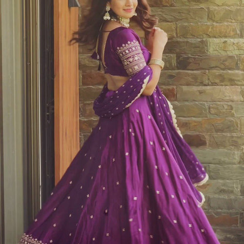 Dark Pink Color Designer Embroidered Sequence Work Lehenga