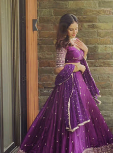 Dark Pink Color Designer Embroidered Sequence Work Lehenga