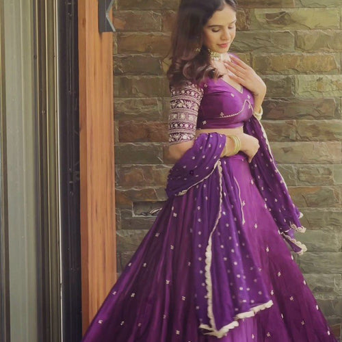 Dark Pink Color Designer Embroidered Sequence Work Lehenga