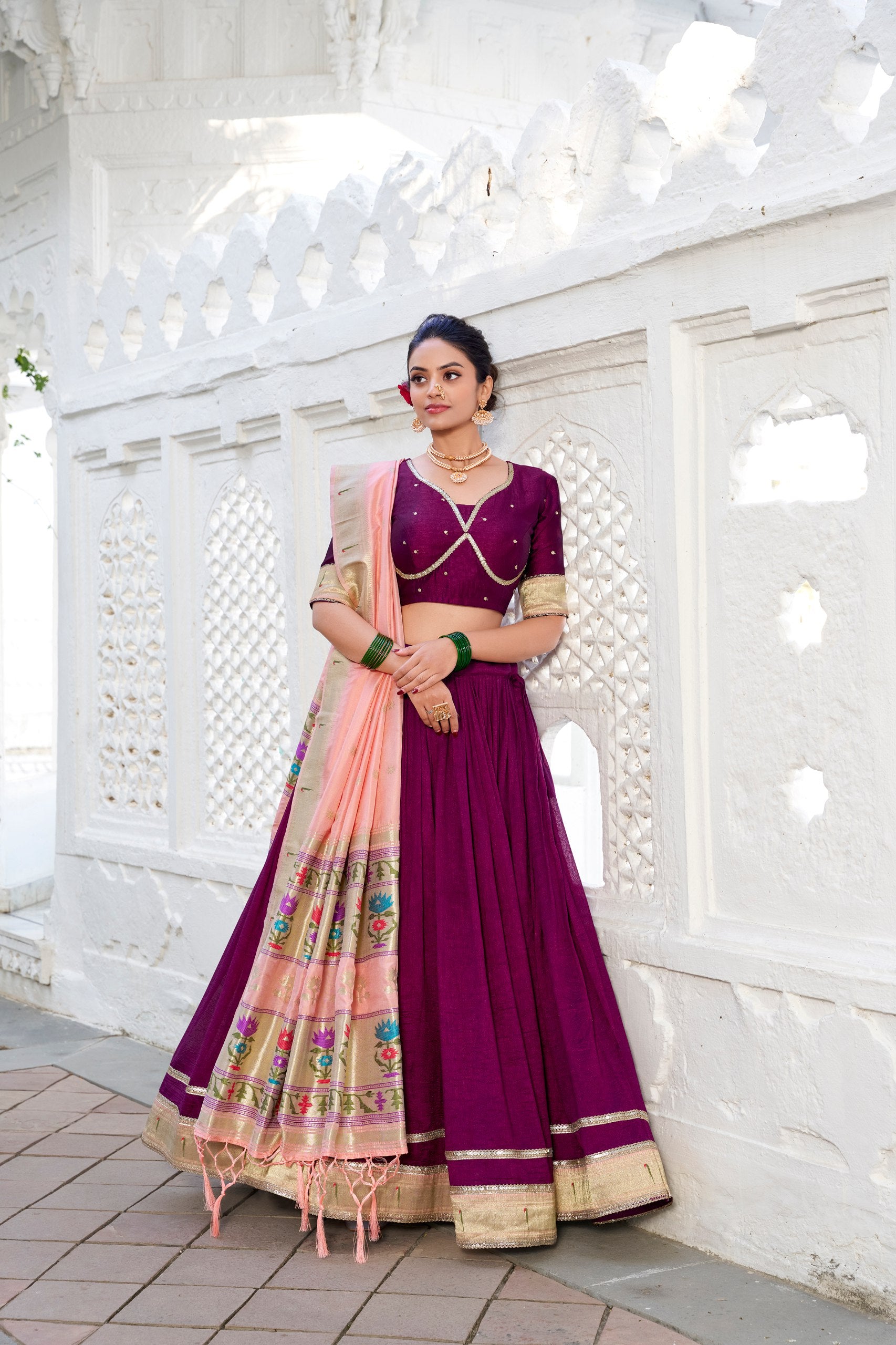 Dark Pink Color Thread with Sequins Work Designer Lehenga Choli