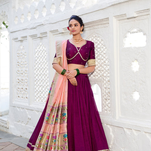 Dark Pink Color Thread with Sequins Work Designer Lehenga Choli
