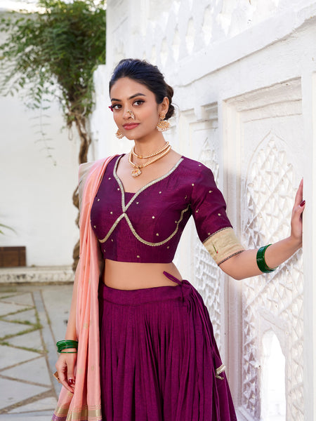 Dark Pink Color Thread with Sequins Work Designer Lehenga Choli