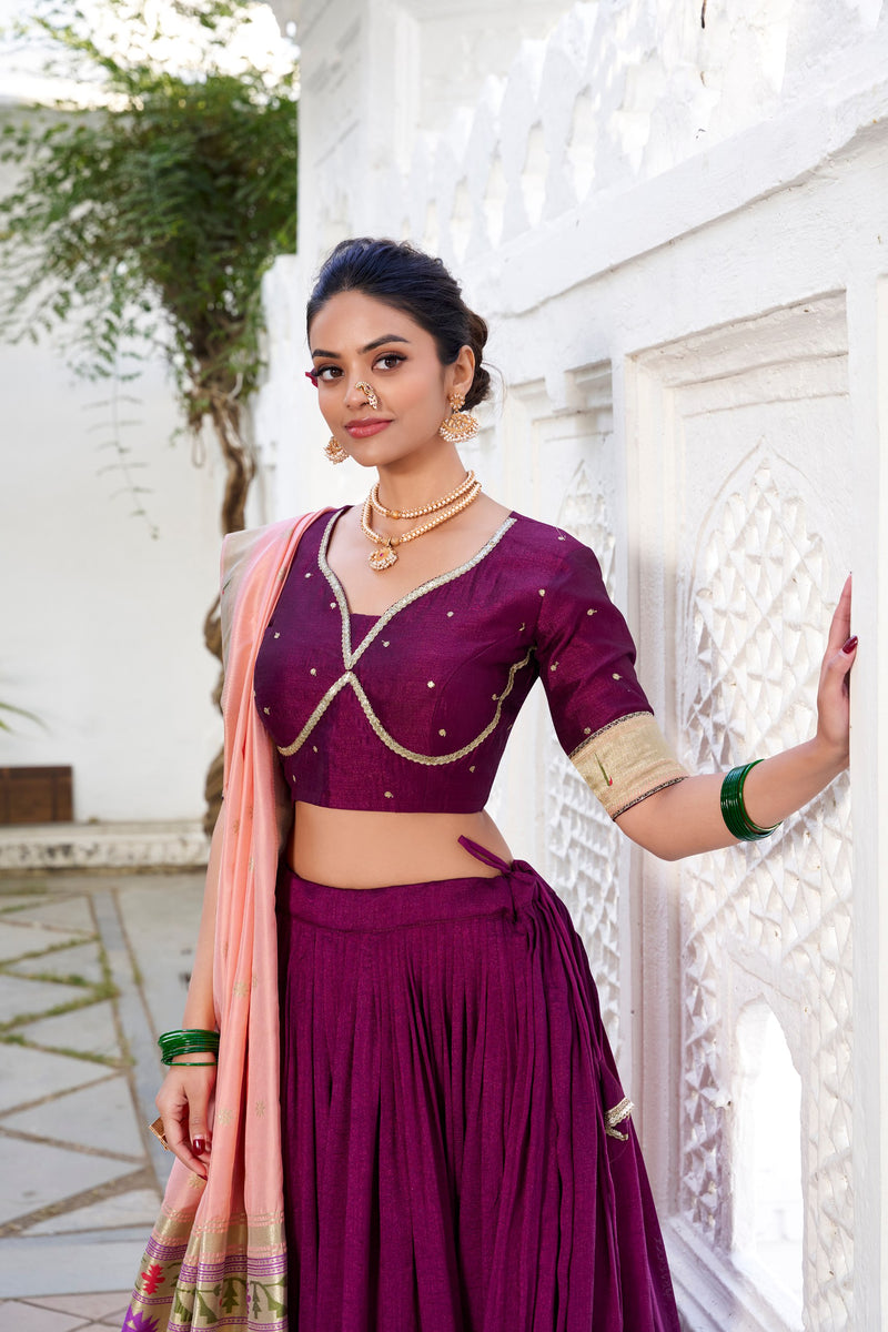 Dark Pink Color Thread with Sequins Work Designer Lehenga Choli