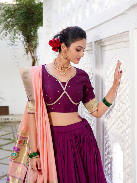 Dark Pink Color Thread with Sequins Work Designer Lehenga Choli