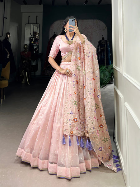 Baby Pink Color Thread with Sequins Work Designer Lehenga Choli