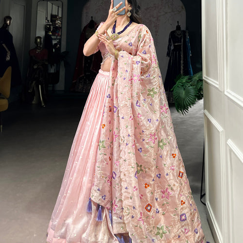 Baby Pink Color Thread with Sequins Work Designer Lehenga Choli