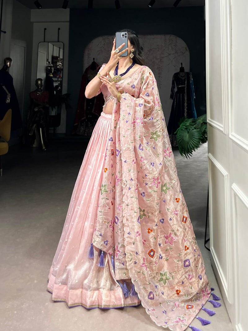 Baby Pink Color Thread with Sequins Work Designer Lehenga Choli