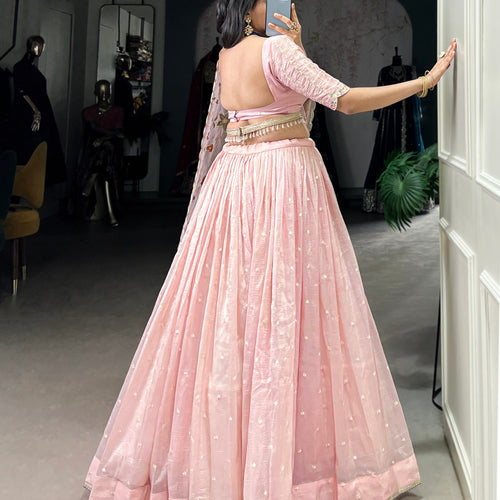 Baby Pink Color Thread with Sequins Work Designer Lehenga Choli
