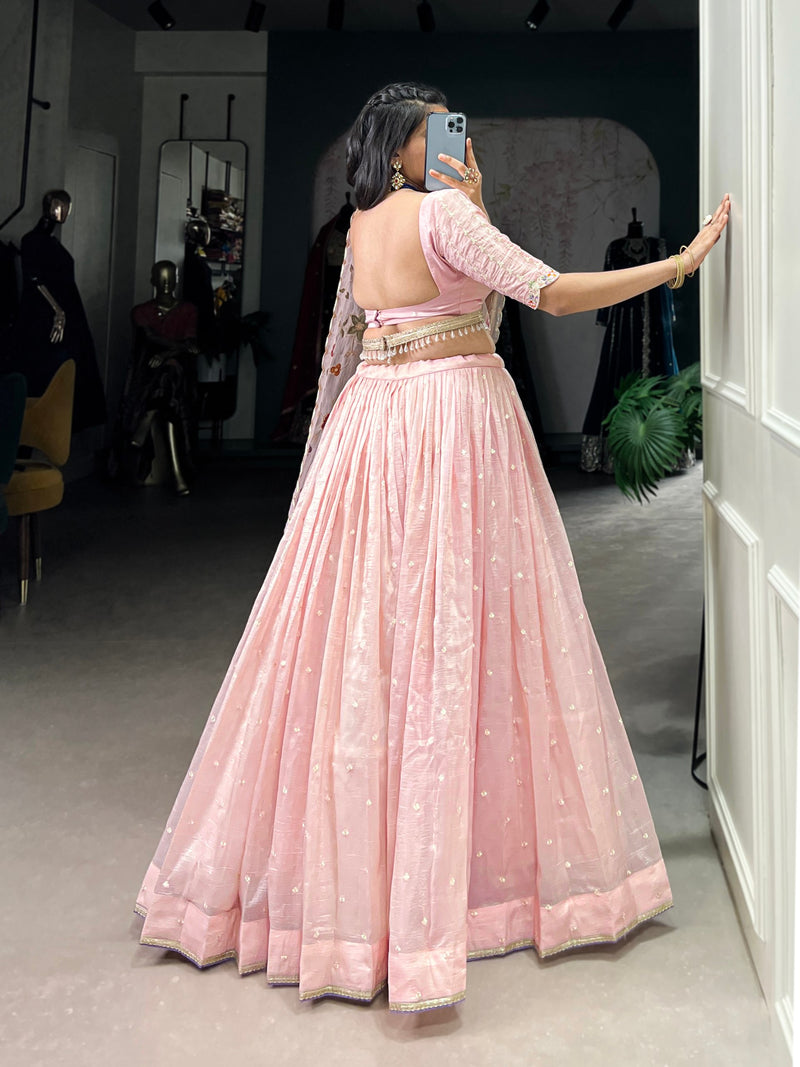 Baby Pink Color Thread with Sequins Work Designer Lehenga Choli