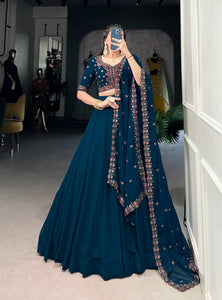 Navy Blue Color Thread with Sequins Work Designer Lehenga Choli