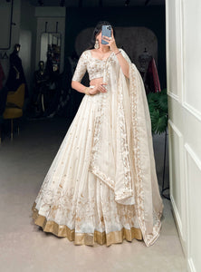 Off White Color Thread with Sequins Work Designer Lehenga Choli