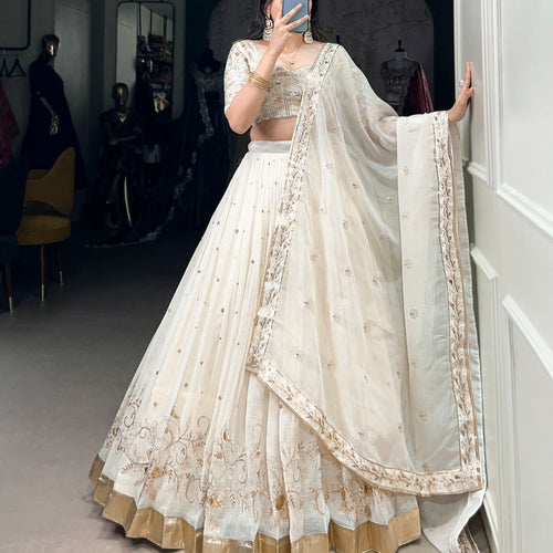 Off White Color Thread with Sequins Work Designer Lehenga Choli