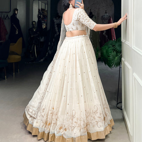 Off White Color Thread with Sequins Work Designer Lehenga Choli