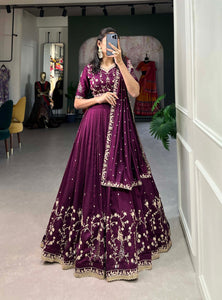 Dark Pink Color Thread with Sequins Work Designer Lehenga Choli