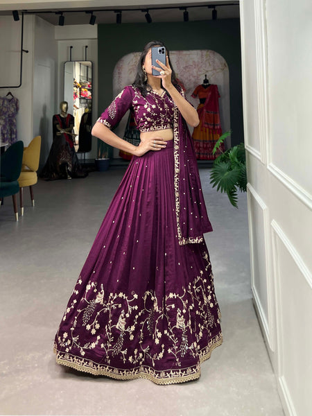 Dark Pink Color Thread with Sequins Work Designer Lehenga Choli