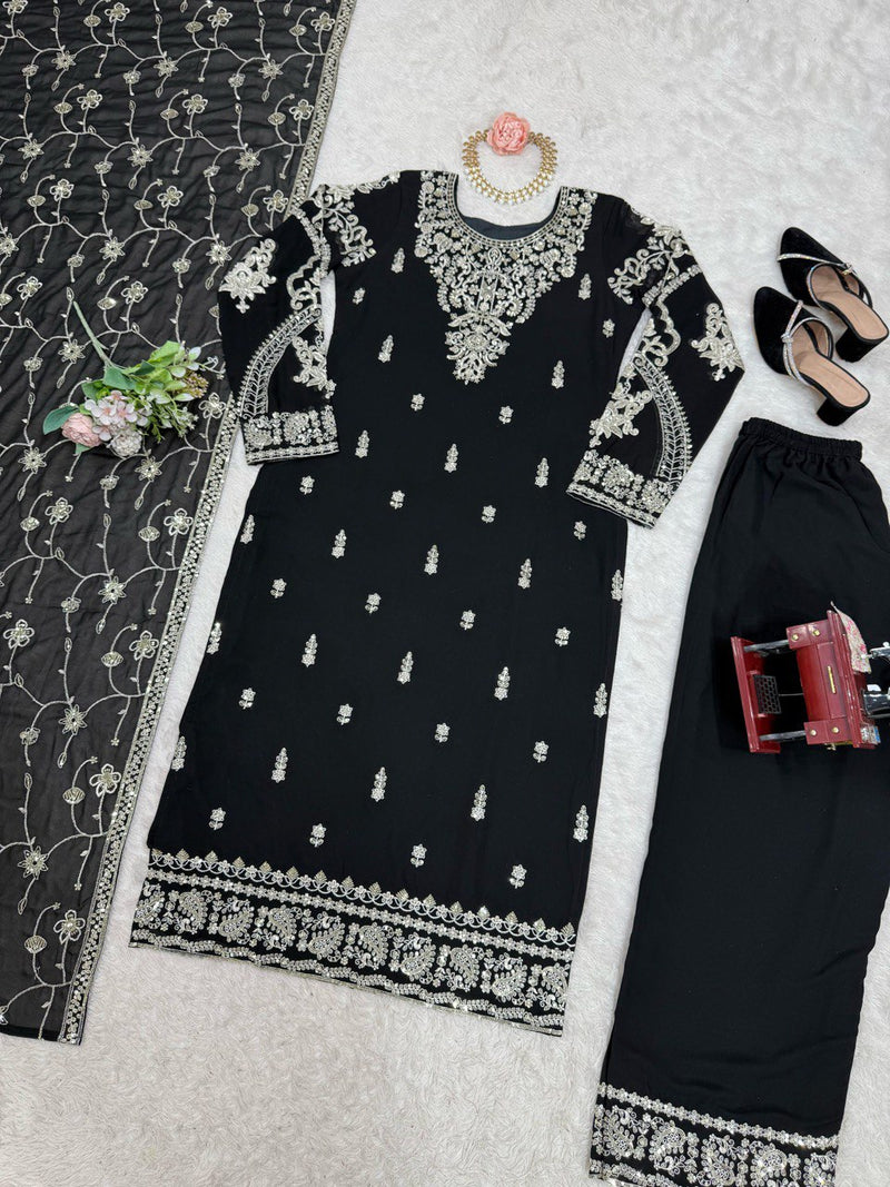 Black Color Embroidery And Coding Work Salwar Suit