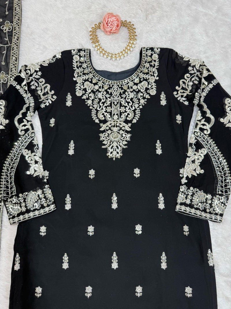 Black Color Embroidery And Coding Work Salwar Suit