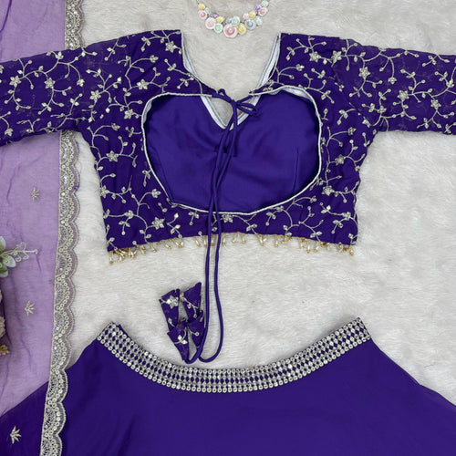 Dark Purple Color Thread with Sequins Work Designer Lehenga Choli
