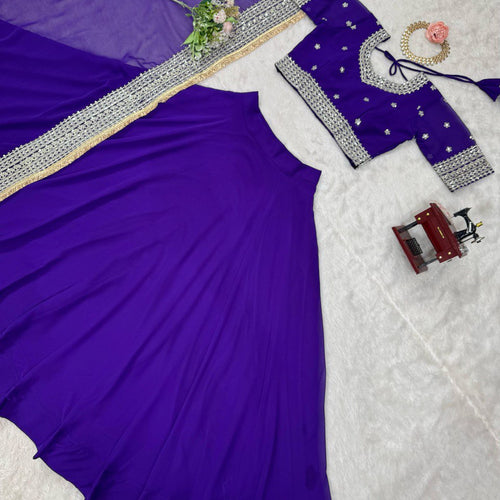 Dark Purple Color Thread with Sequins Work Designer Lehenga Choli
