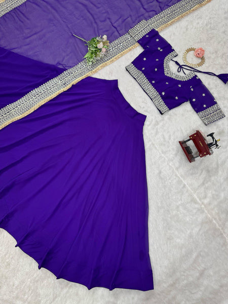 Dark Purple Color Thread with Sequins Work Designer Lehenga Choli