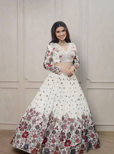 White Color Heavy Sequins Embroidered Designer Trendy Lehenga Choli