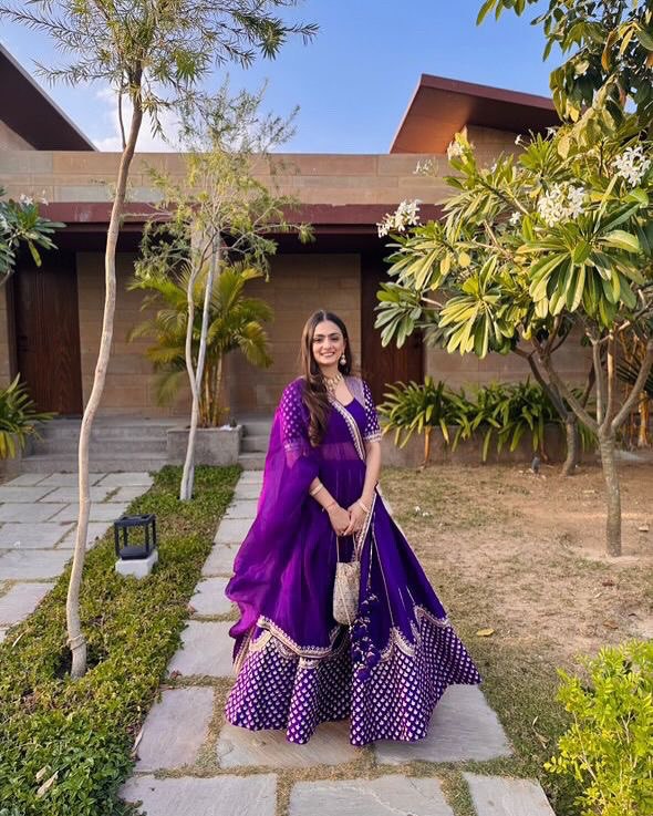 Dark Purple Color Heavy Thread with Sequins Work  Designer Lehenga Choli