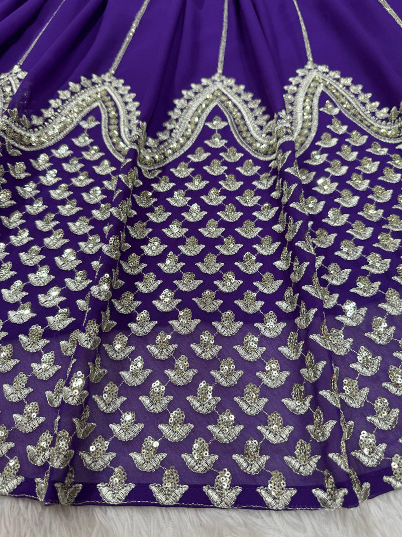 Dark Purple Color Heavy Thread with Sequins Work  Designer Lehenga Choli