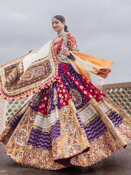 Multi Color Digital Print with Mirror Work Designer Lehenga Choli