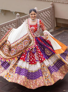 Multi Color Digital Print with Mirror Work Designer Lehenga Choli