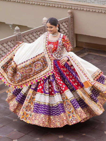 Multi Color Digital Print with Mirror Work Designer Lehenga Choli