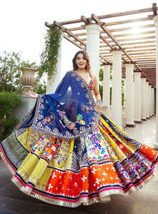 Multi Color Digital Print with Mirror Work Designer Lehenga Choli