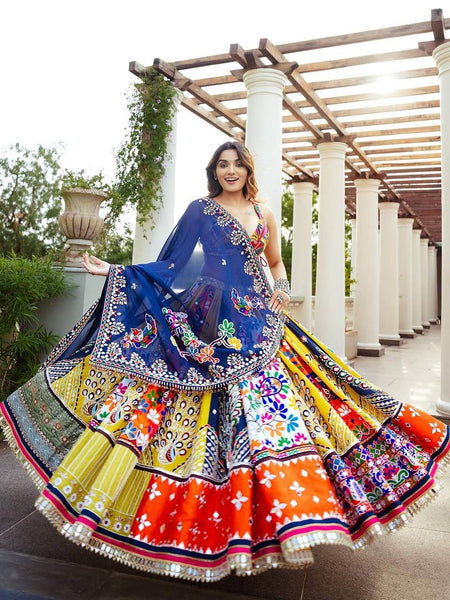 Multi Color Digital Print with Mirror Work Designer Lehenga Choli