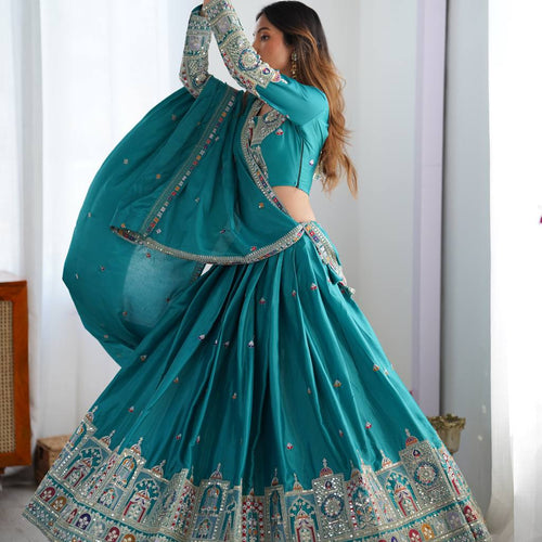 Sky Blue Color Heavy Thread with Sequins Work  Designer Lehenga Choli
